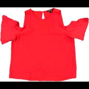 NWOT Satin sheer Cold-Shoulder Express Top